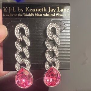 Kenneth Jay Lane Pink Crystal Drop Earrings